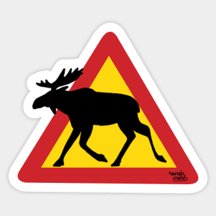 Moose Warning Sign in Finland Sticker